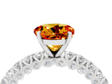 White gold Round Cut Diamond Pavé Band Solitaire Ring with Prong Setting_28
