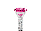 White gold Round Cut Diamond Pavé Band Solitaire Ring with Prong Setting_29