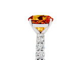 White gold Round Cut Diamond Pavé Band Solitaire Ring with Prong Setting_29