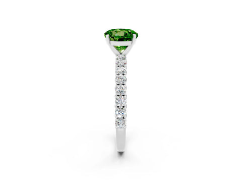 White gold Round Cut Diamond Pavé Band Solitaire Ring with Prong Setting_2