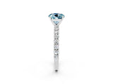 White gold Round Cut Diamond Pavé Band Solitaire Ring with Prong Setting_2