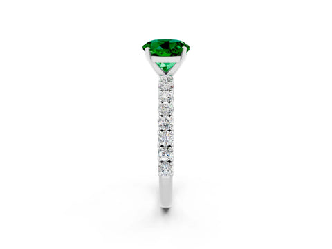 White gold Round Cut Diamond Pavé Band Solitaire Ring with Prong Setting_2