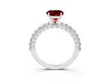 White gold Round Cut Diamond Pavé Band Solitaire Ring with Prong Setting_3