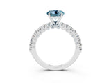 White gold Round Cut Diamond Pavé Band Solitaire Ring with Prong Setting_3