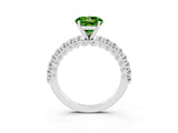 White gold Round Cut Diamond Pavé Band Solitaire Ring with Prong Setting_3