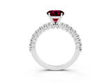 White gold Round Cut Diamond Pavé Band Solitaire Ring with Prong Setting_3