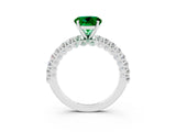 White gold Round Cut Diamond Pavé Band Solitaire Ring with Prong Setting_3