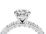 White gold Round Cut Diamond Pavé Band Solitaire Ring with Prong Setting_4