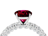 White gold Round Cut Diamond Pavé Band Solitaire Ring with Prong Setting_4