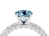 White gold Round Cut Diamond Pavé Band Solitaire Ring with Prong Setting_4