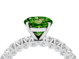 White gold Round Cut Diamond Pavé Band Solitaire Ring with Prong Setting_4