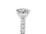 White gold Round Cut Diamond Pavé Band Solitaire Ring with Prong Setting_5