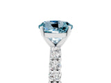 White gold Round Cut Diamond Pavé Band Solitaire Ring with Prong Setting_5
