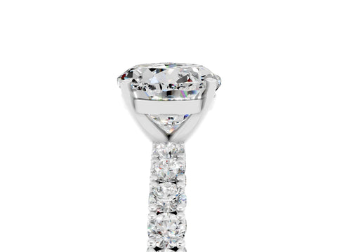 White gold Round Cut Diamond Pavé Band Solitaire Ring with Prong Setting_5