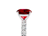 White gold Round Cut Diamond Pavé Band Solitaire Ring with Prong Setting_5