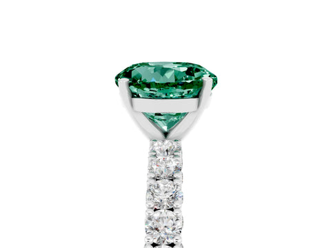 White gold Round Cut Diamond Pavé Band Solitaire Ring with Prong Setting_5