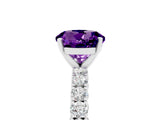 White gold Round Cut Diamond Pavé Band Solitaire Ring with Prong Setting_5