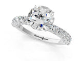 White gold Round Cut Diamond Pavé Band Solitaire Ring with Prong Setting_75