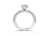 White gold Round Cut Diamond Pavé Band Solitaire Ring with Prong Setting_77