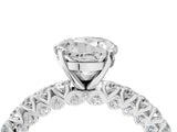 White gold Round Cut Diamond Pavé Band Solitaire Ring with Prong Setting_82