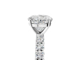 White gold Round Cut Diamond Pavé Band Solitaire Ring with Prong Setting_83