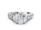 White gold Round Cut Diamond Pavé Band Solitaire with Four-Prong Setting_16