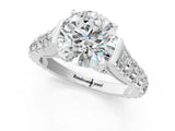 White gold Round Cut Diamond Pavé Band Solitaire with Four-Prong Setting_17