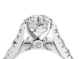 White gold Round Cut Diamond Pavé Band Solitaire with Four-Prong Setting_20