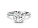 White gold Round Cut Diamond Pavé Band Solitaire with Four-Prong Setting_3