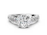 White gold Round Cut Diamond Pavé Band Solitaire with Four-Prong Setting_35