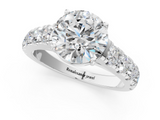 White gold Round Cut Diamond Pavé Band Solitaire with Four-Prong Setting_36