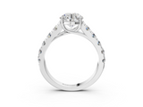 White gold Round Cut Diamond Pavé Band Solitaire with Four-Prong Setting_38