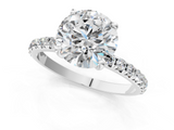 White gold Round Cut Diamond Pavé Band Solitaire with Four-Prong Setting_4