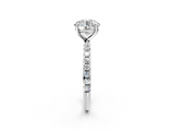 White gold Round Cut Diamond Pavé Band Solitaire with Four-Prong Setting_5