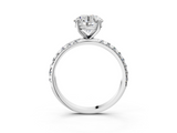 White gold Round Cut Diamond Pavé Band Solitaire with Four-Prong Setting_6