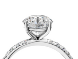 White gold Round Cut Diamond Pavé Band Solitaire with Four-Prong Setting_7