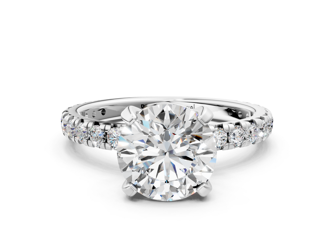 White gold Round Cut Diamond Pavé Band with Four-Prong Setting_104