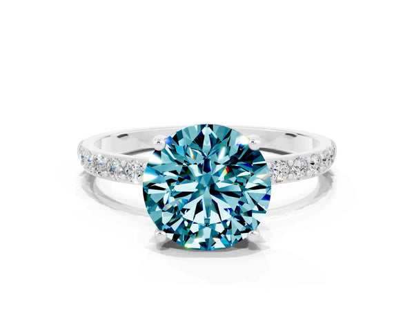 Silver Round Cut Diamond Pavé Band with Six-Prong Setting