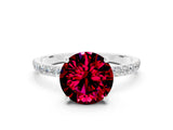 White gold Round Cut Diamond Pavé Band with Six-Prong Setting