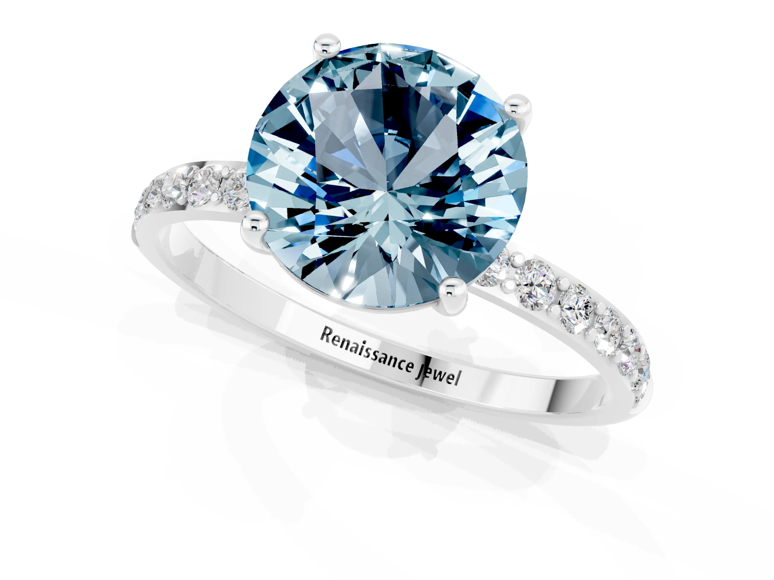 White gold Round Cut Diamond Pavé Band with Six-Prong Setting_1