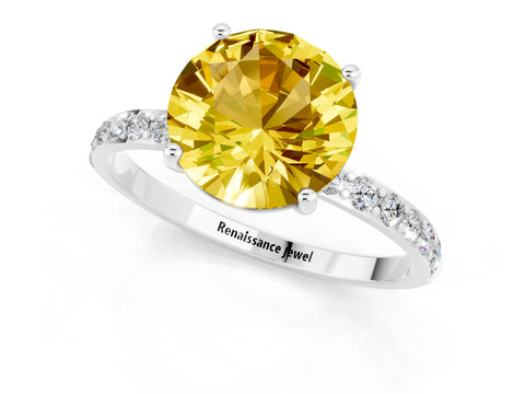 White gold Round Cut Diamond Pavé Band with Six-Prong Setting_1