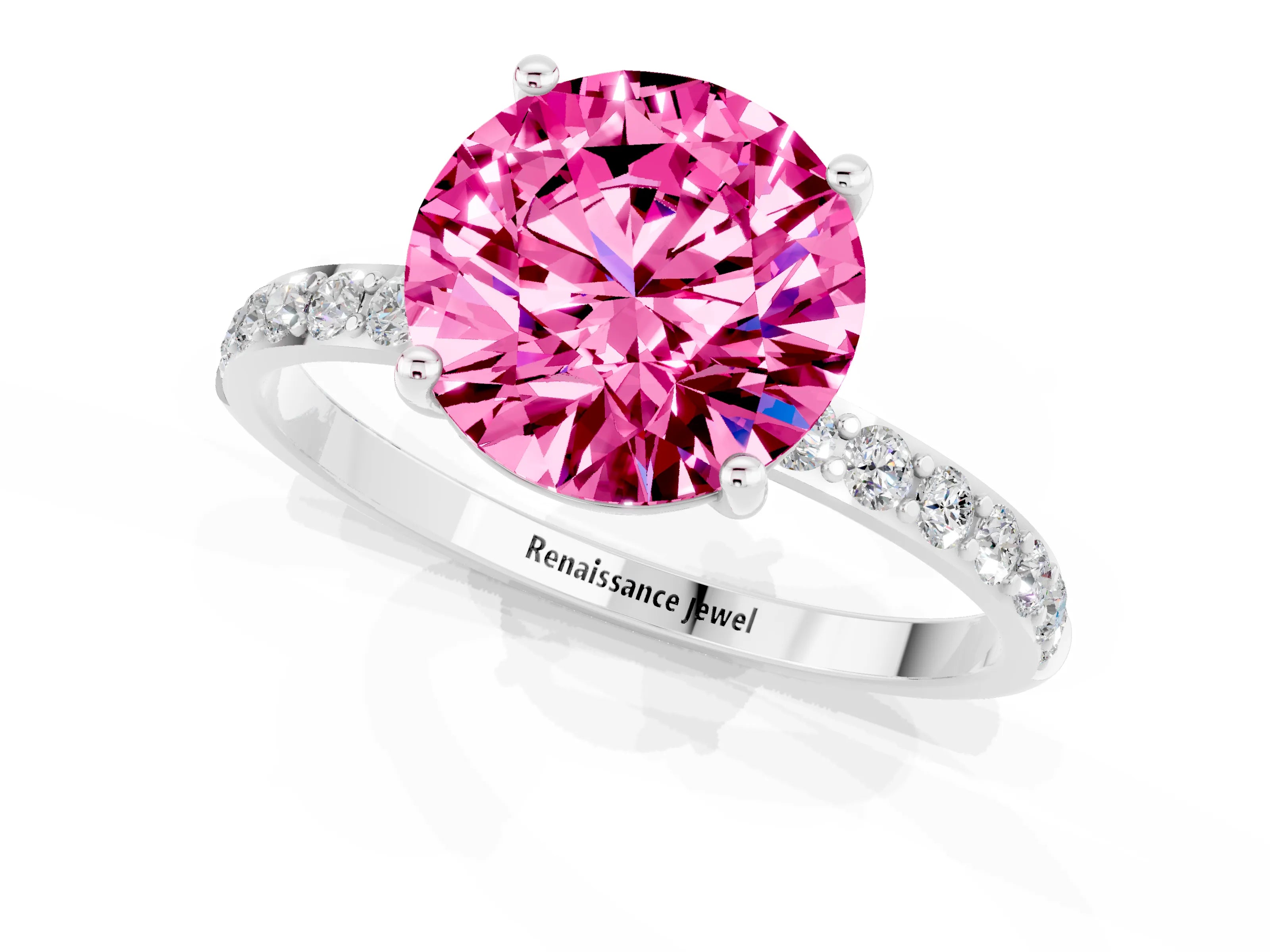 White gold Round Cut Diamond Pavé Band with Six-Prong Setting_1
