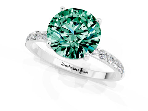 White gold Round Cut Diamond Pavé Band with Six-Prong Setting_1