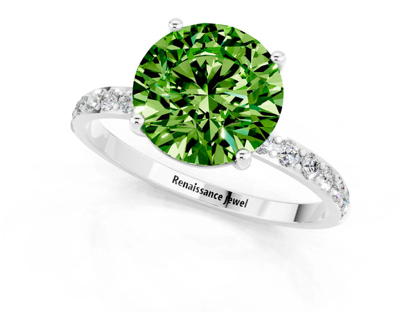 White gold Round Cut Diamond Pavé Band with Six-Prong Setting