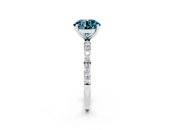 White gold Round Cut Diamond Pavé Band with Six-Prong Setting