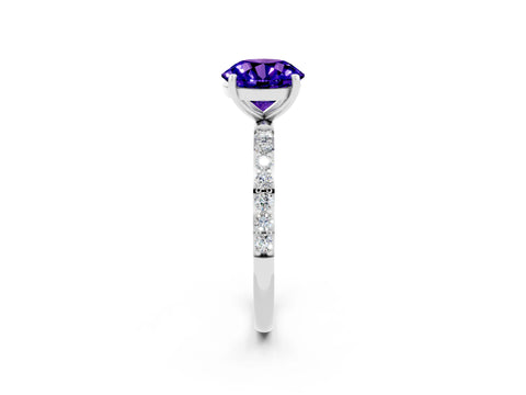 White gold Round Cut Diamond Pavé Band with Six-Prong Setting_2