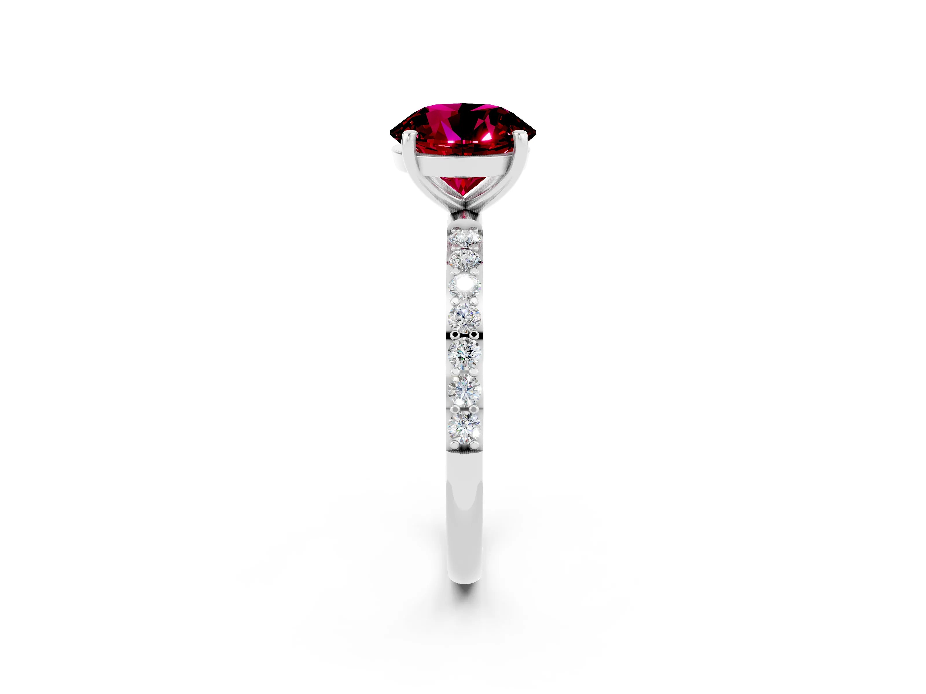 White gold Round Cut Diamond Pavé Band with Six-Prong Setting_2
