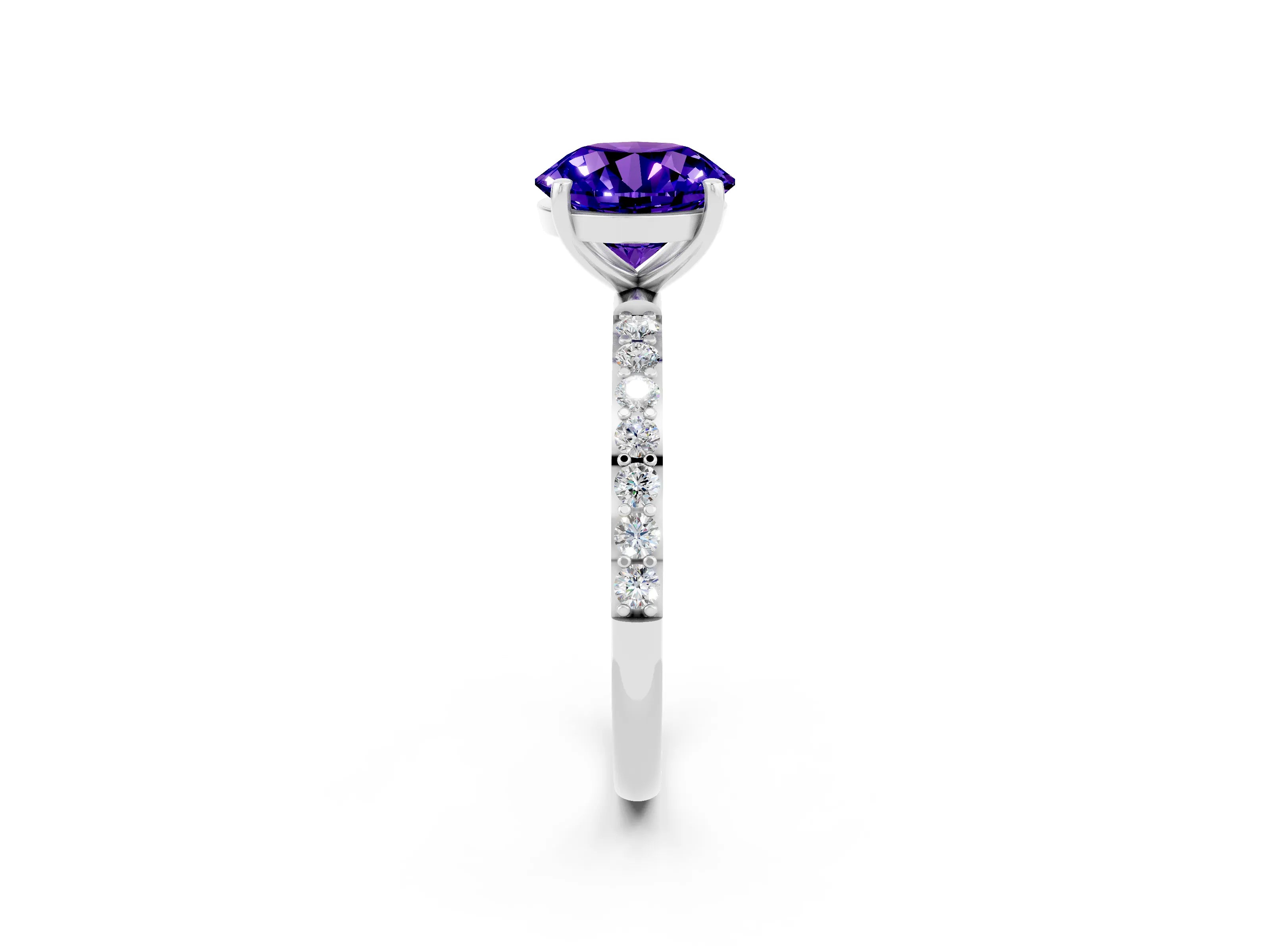 White gold Round Cut Diamond Pavé Band with Six-Prong Setting_2