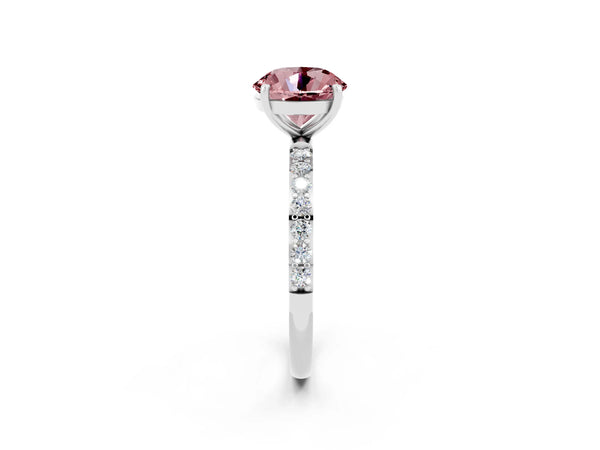 Platinum Round Cut Diamond Pavé Band with Six-Prong Setting