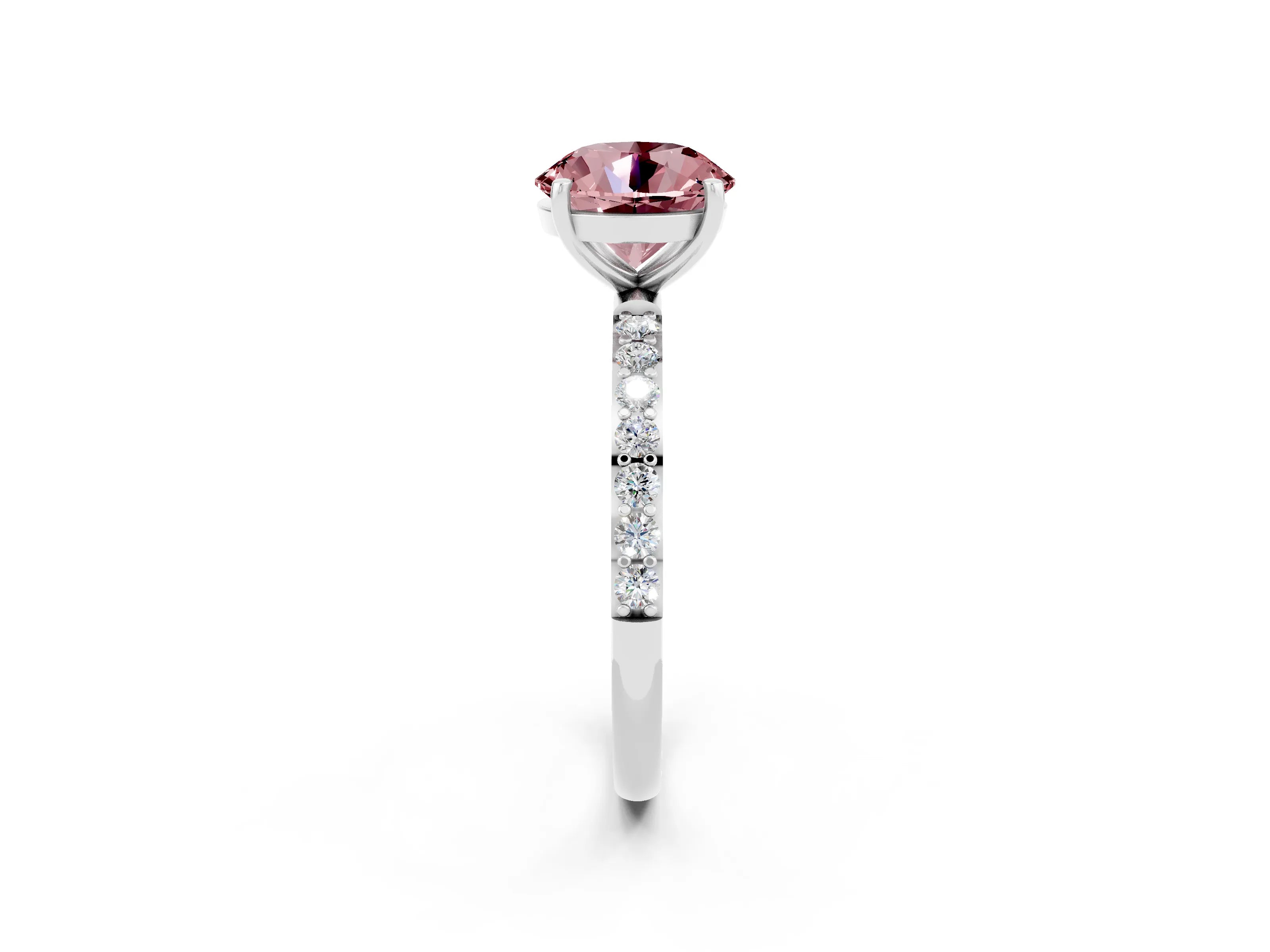 White gold Round Cut Diamond Pavé Band with Six-Prong Setting_2